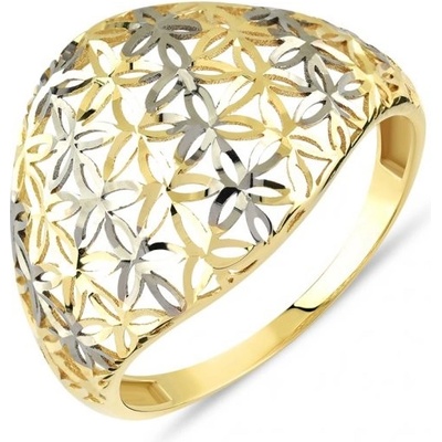 Lillian Vassago Zlatý prsteň s kvetinovým motívom LLV85 GR010