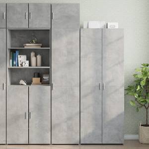 vidaXL Тесен шкаф, бетонно сив, 45x42, 5x225 см, инженерно дърво (3281290)