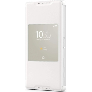 Sony Flip Case Smart Style Cover SCR44 - оригинален кожен кейс и поставка за Xperia Z5 Compact (бял)