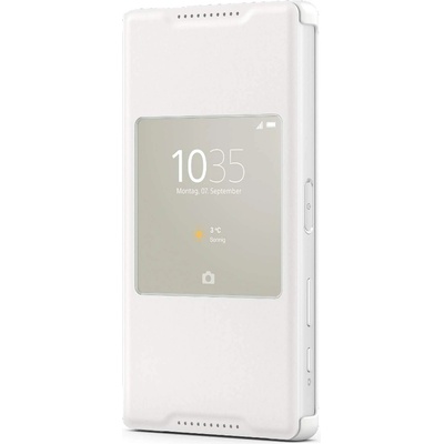 Sony Flip Case Smart Style Cover SCR44 - оригинален кожен кейс и поставка за Xperia Z5 Compact (бял)