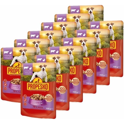 Propesko Dog hovädzie a králik v omáčke 12 x 100 g