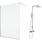 SanSwiss Комплект душ кабина SanSwiss Easy Walk-In, хромирана, 110x200 см и душ колона Omnires Parma, хромирана (STR4P1105007+PM7444CR)