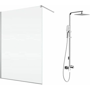 SanSwiss Комплект душ кабина SanSwiss Easy Walk-In, хромирана, 110x200 см и душ колона Omnires Parma, хромирана (STR4P1105007+PM7444CR)