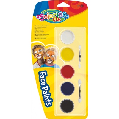 Colorino Farby na tvár suché 5 farieb + štetec 2 kusy