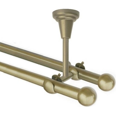 OK-GarnýžeCZ Garnýž kovová dvouřadá 16mm Koule zlatá antik 380 cm do stropu / na tunýlek - bez kroužků