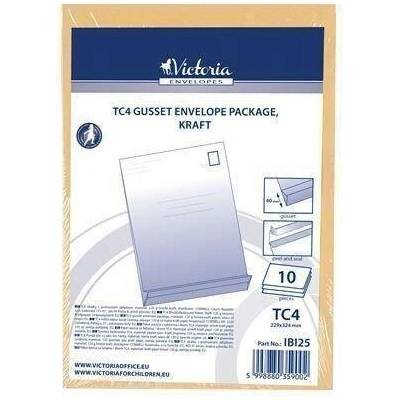 VICTORIA Obálka, TC4, hnědá, samolepicí, 40 mm silná, balení 10 ks, VICTORIA ,balení 10 ks 23246