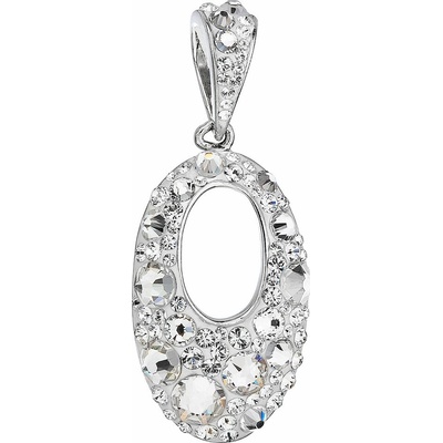 Pavona Strieborný oválny prívesok s bielymi Swarovski kryštálmi 74089.1