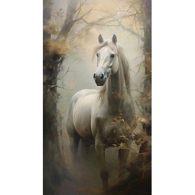 Norimpex diamantové malování 30 x 40 cm Velký bílý kůň v mlze