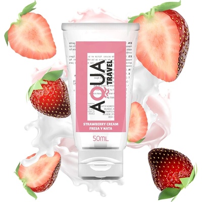AQUA TRAVEL lubrikačný gél na vodnej báze s príchuťou jahodovej smotany 50 ml