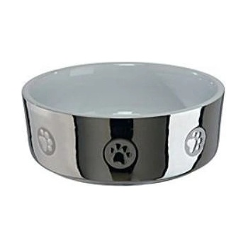 Trixie miska keramická pes stříbrná s tlapkou 0,8 l 15 cm