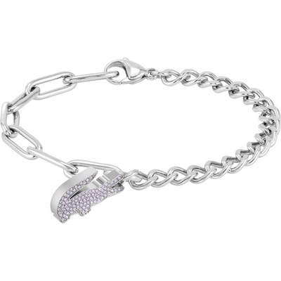 Lacoste Dámský ocelový náramek s fialovými krystaly Crocodile 2040554