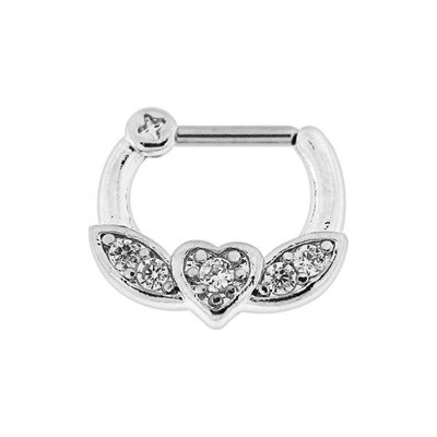 Piercingate piercing do bradavky srdce PBR00047 Čirá