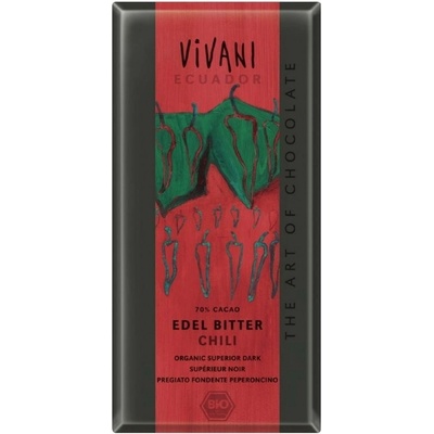 Vivani 285910, Tmavá čokoláda, 100 g, 2451 kJ, 591 kcal, 45,7 g, 33,1 g