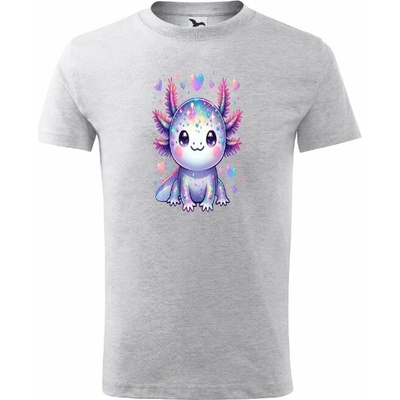Stymio detské tričko Farebný axolotl svetlosivý melír