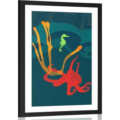 Plakát s paspartou život pod vodou - 40x60 white