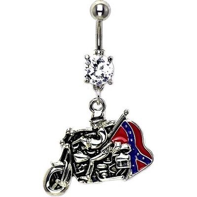 Šperky eshop piercing do pupíku jezdec s vlajkou a zirkonem I6.25