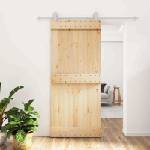 vidaXL Преплъзваща се врата Естествено и бяло 90 x 210 cm (3445011)