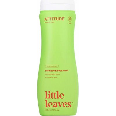 ATTITUDE Little leaves detské telové mydlo a šampón 2 v 1 s vôňou melónu a kokosu 473 ml