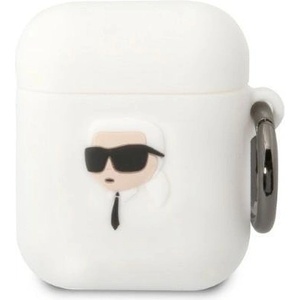 Karl Lagerfeld Кейс Karl Lagerfeld KLA2RUNIKH AirPods 1/2, бял / бял, Silicone Karl H (KF001462-0)