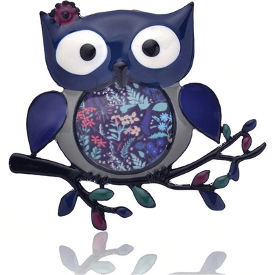 Amparo Miranda Miranda Brošňa Sova na vetvičke BM554 modrá
