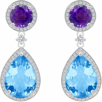 Eppi Diamantové náušnice s topásmi a ametystmi Marget E33967