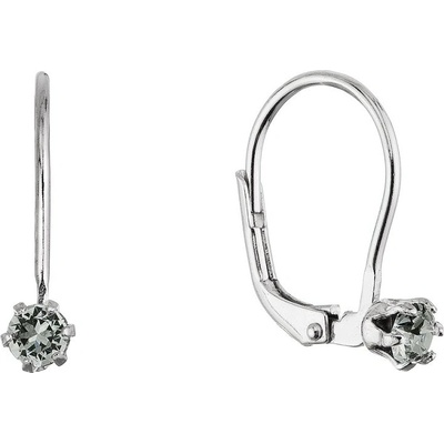 Evolution Group Stříbrné visací náušnice s Preciosa krystalem 31322.3 black diamond