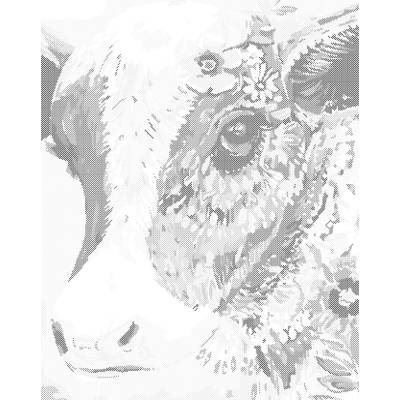 ZUTY Bodkovanie - KVETINOVÁ KRAVIČKA Rámovanie: vypnuté plátno na rám, Rozmer: 40x50 cm
