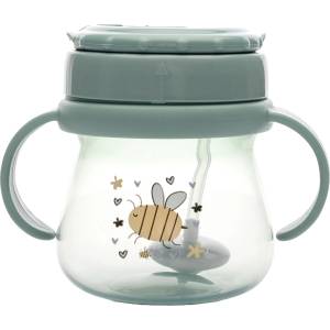 Lorelli Чаша с дръжки и сламка Lorelli My Friend - 250 ml, Iceberg Green (10200860006)