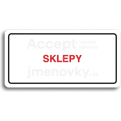 ACCEPT Piktogram SKLEPY - bílá tabulka - barevný tisk