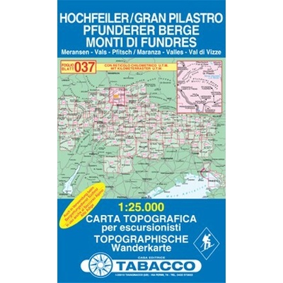 Tabacco topographische Wanderkarte Pfunderer Berge, Hochfeiler. Monti di Fundres, Gran Pilastro