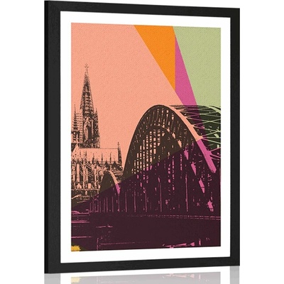 Plakát s paspartou digitální ilustrace města Kolín - 40x60 no frame