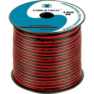 CABLETECH dvojlinka 2 x 0,75mm², čierno-červená, 100m