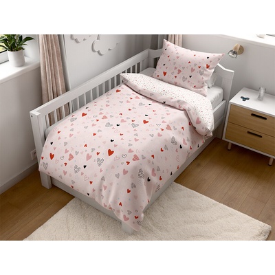 Textilomanie povlečení do postýlky Renforcé růžové 45 x 65 cm 90 x 140 cm