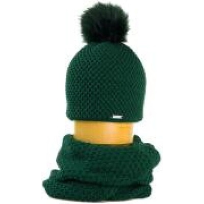 Pletený set čepice a tunel zelená