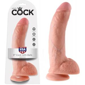  Пенис дилдо с тестиси, вакуумна основа, 22, 9см. - King Cock Flesh (PIPE550821)