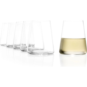 Stölzle Lausitz Power white wine cups set of 6 380 ml - Modern wine glasses without stem for maximum aroma development - Flat white wine glasses made of crystal glass - Dishwasher and shockproof, Made in Germany - 40