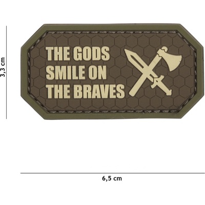 Gumová nášivka 101 Inc nápis Gods Smile on the Braves - hnedá