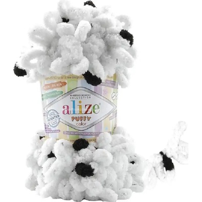 Alize Puffy Color 6450 Bílá s černými proužky