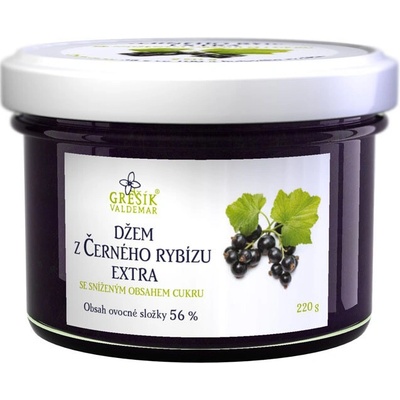 Grešík Valdemar Džem z Černého rybízu BIO ovocná složka 56% se sníženým obsahem cukru 220 g