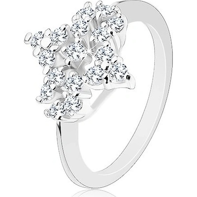 Šperky eshop prsten stříbrné čirý zirkonový kvítek lesklá úzká ramena R29.8