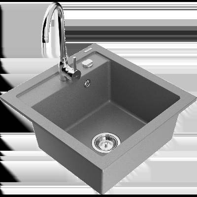 Vito гранитна мивка с 1 отделение с кухненски смесител Telma, сив (6503-71-670200-00)