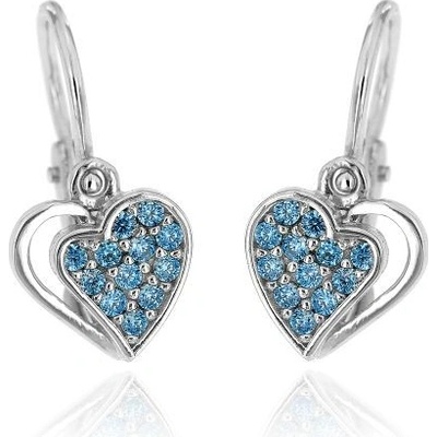 Zlatnictví U Kostela zlaté dětské náušnice modrá srdíčka 5238mb