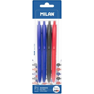 Milan P1 Touch 1,0 mm sada 2 x modré + černé + červené pero 451785