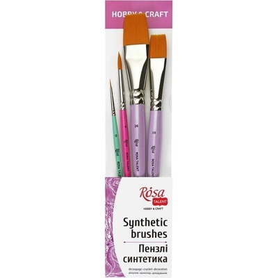 Sada štetcov ROSA Talent Hobby & Craft č. 4 – 4 syntetické štetce (č. 0, 4, 18, 26)
