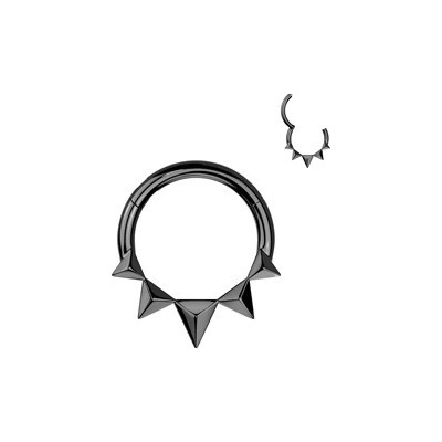 Šperky4U Černý ocelový kruh - helix / cartilage / septum piercing - SG121-K
