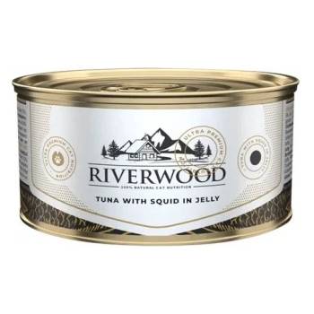 Riverwood - Висококачествена консервирана храна за котки над 1 година, с риба тон и сепия в желе, 85 гр. / 3 броя