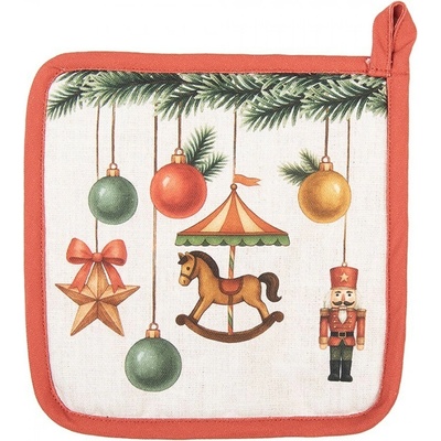 Clayre & Eef Vianočná bavlnená chňapka Christmas Carousel Dream 20 x 20 cm