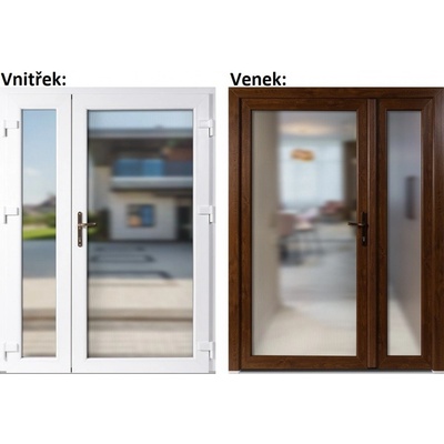 Soft Dvoukřídlé vchodové plastové 3/3 sklo Krizet Zlatý dub/bílá pravé 130 x 200 cm