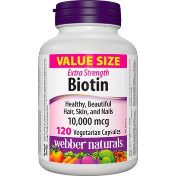 Webber Naturals Biotin Extra Strength, 10 000 mcg, 120 капсули, Webber Naturals