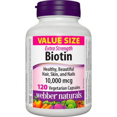 Webber Naturals Biotin Extra Strength, 10 000 mcg, 120 капсули, Webber Naturals
